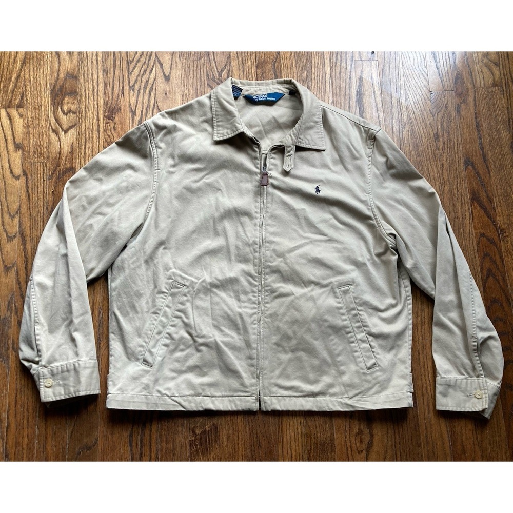 Vintage Polo Ralph Lauren Jacket Mens Size XL Tan Harrington Bomber 90s
